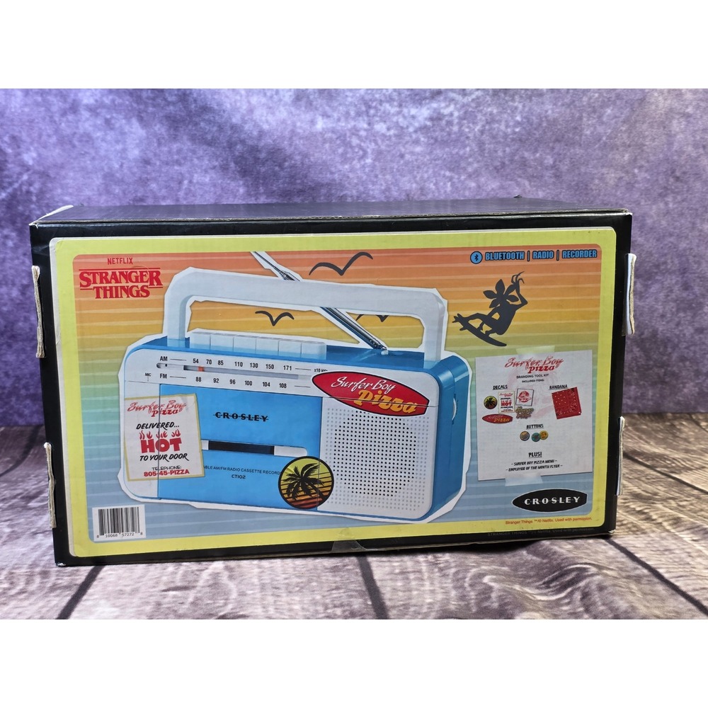 Crosley Stranger Things Surfer Boy Pizza Cassette Radio Bluetooth Recorder‎